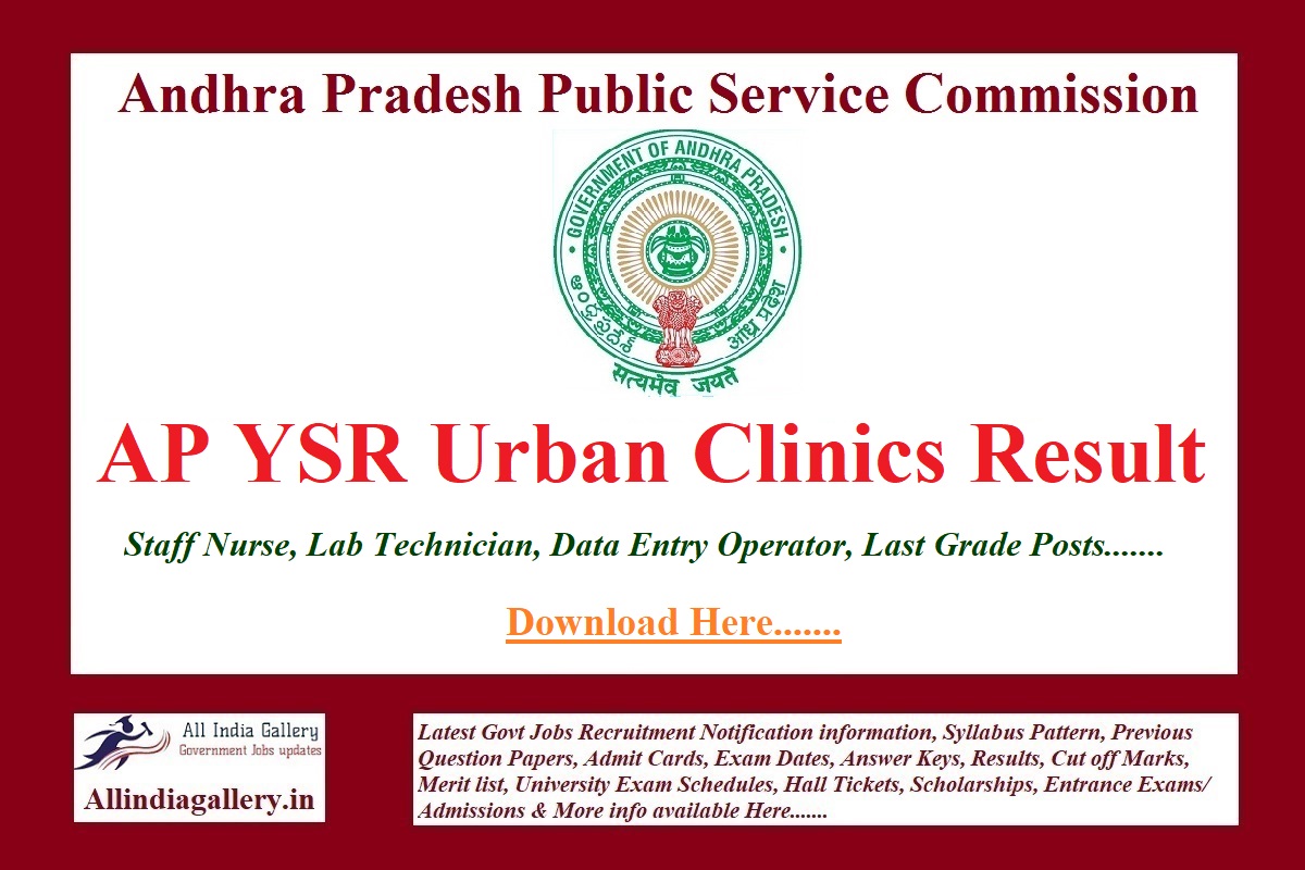 YSR Urban Clinics Merit List