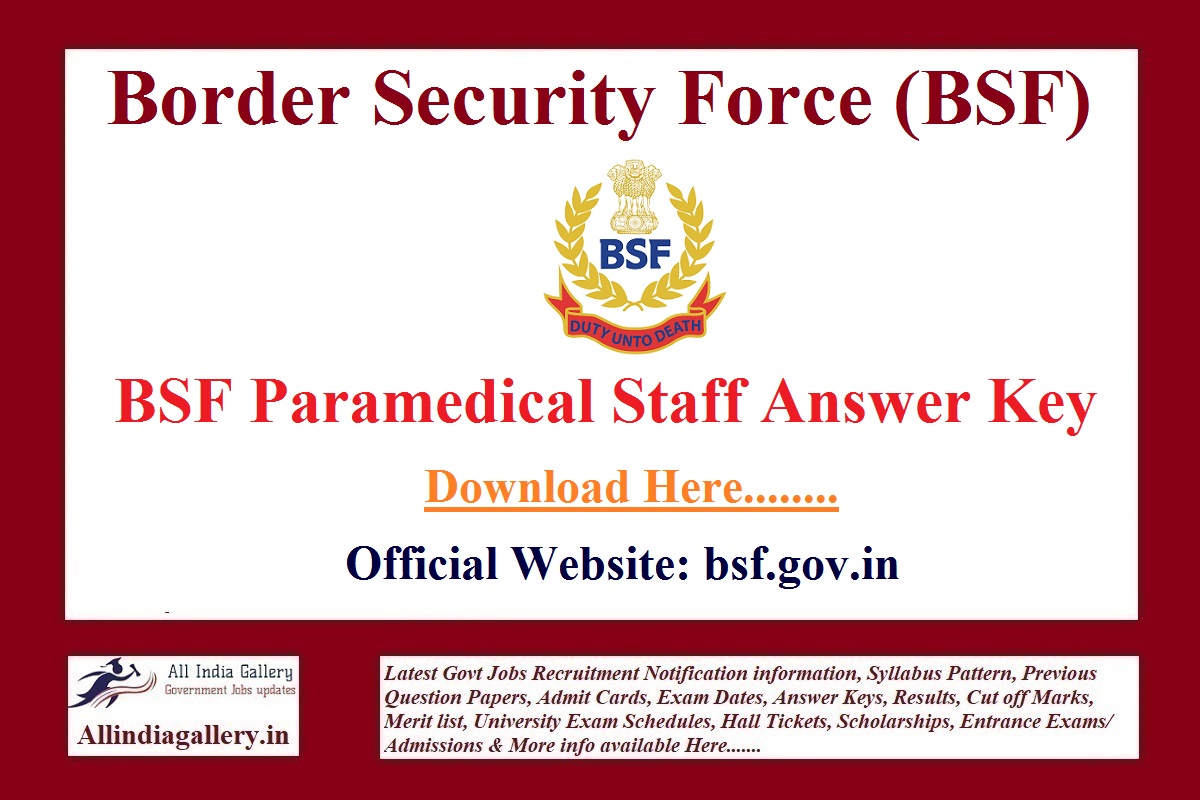 BSF Paramedical Staff Answer Key