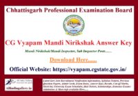 CG Vyapam Mandi Nirikshak Answer Key
