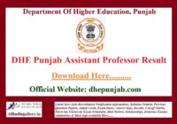 DHE Punjab Assistant Professor Result