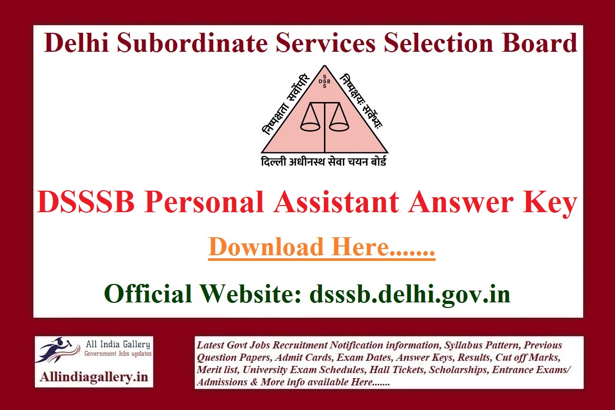 DSSSB Personal Assistant Answer Key