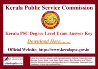 Kerala PSC Degree Level Exam Answer Key