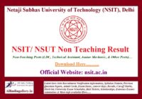 NSIT NSUT LDC Non Teaching Result