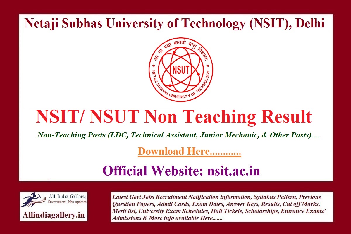 NSIT NSUT Non Teaching Result