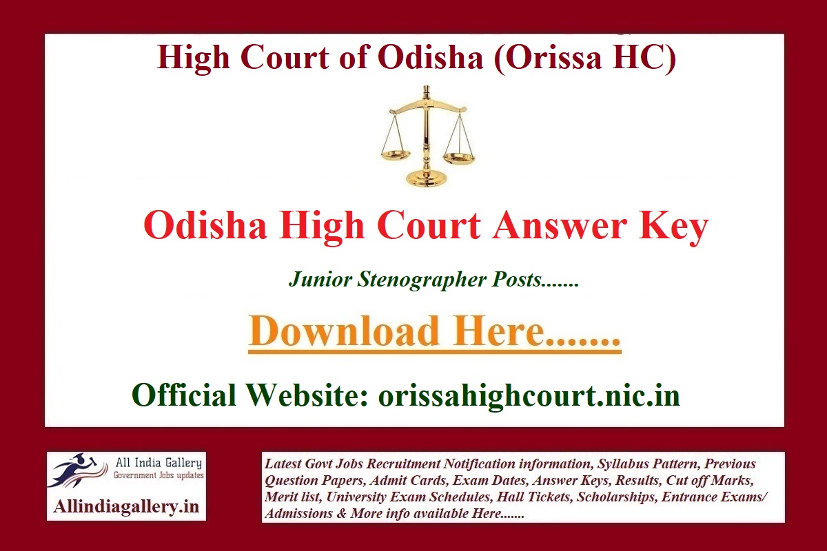 Odisha High Court Junior Stenographer Answer Key