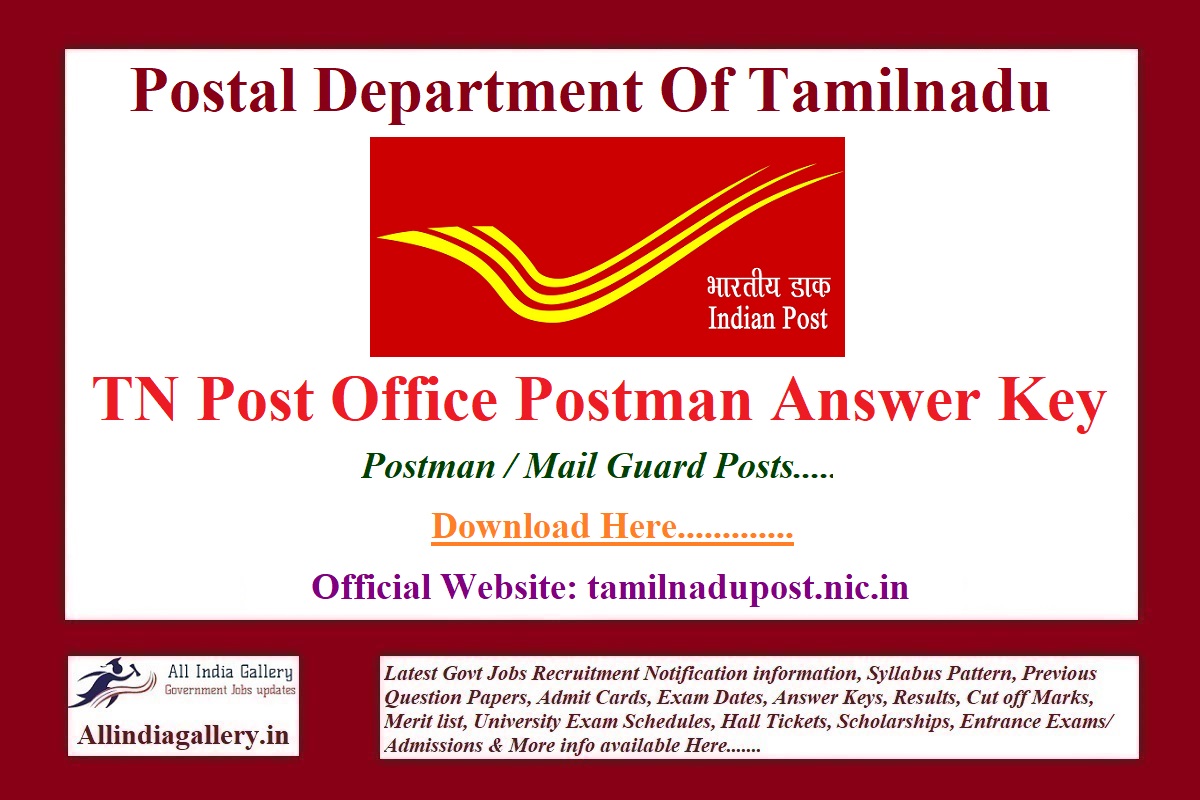 TN Post Office Postman Answer Key