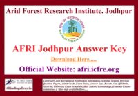 AFRI Jodhpur MTS LDC Answer Key