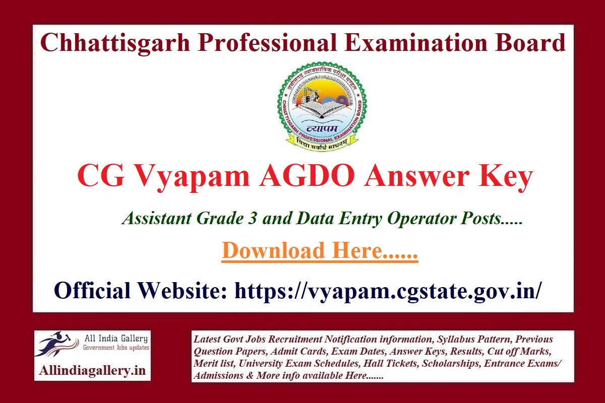 CG Vyapam AGDO Answer Key