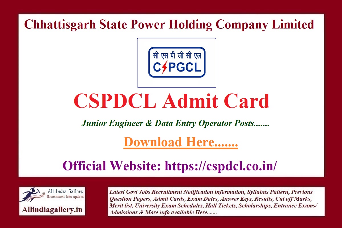 CSPGCL JE DEO Admit Card