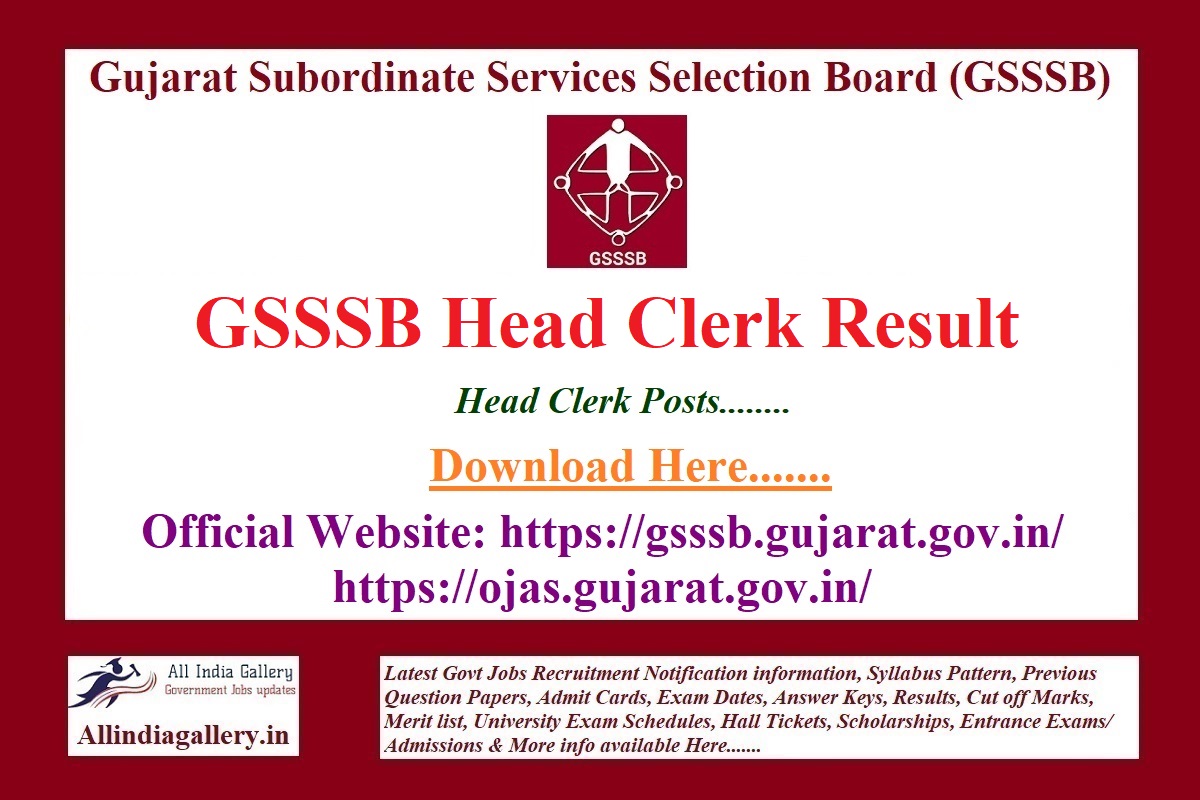 GSSSB Head Clerk Result