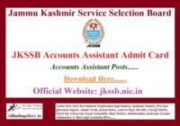JKSSB Accounts Assistant Admit Card