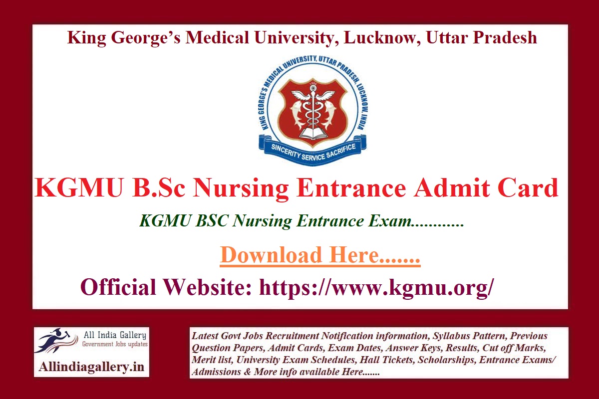 KGMU BSC Nursing Entrance Admit Card