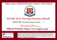 KGMU BSC Nursing Entrance Result