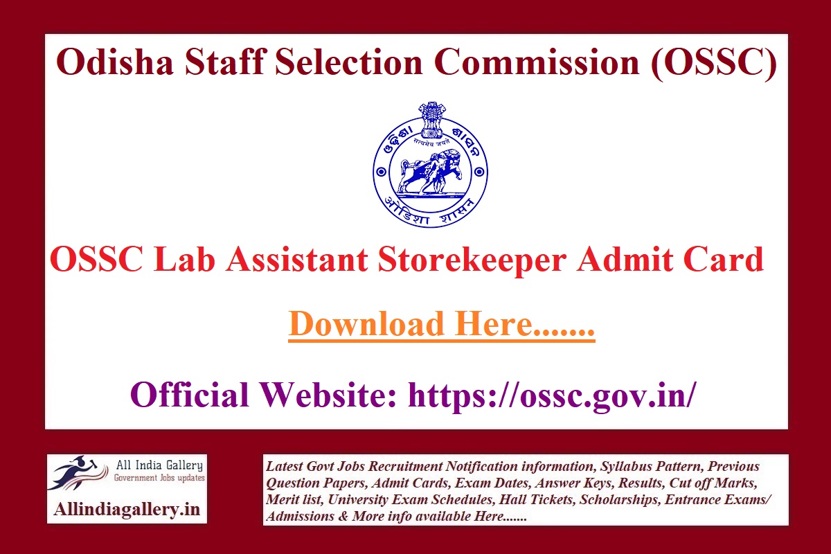 OSSC Lab Assistant Storekeeper Admit Card