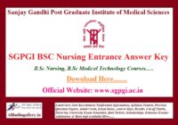 SGPGI BSC Nursing Entrance Answer Key