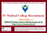 SV Medical College Recruitment Notification