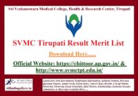 SVMC Tirupati Result Merit List