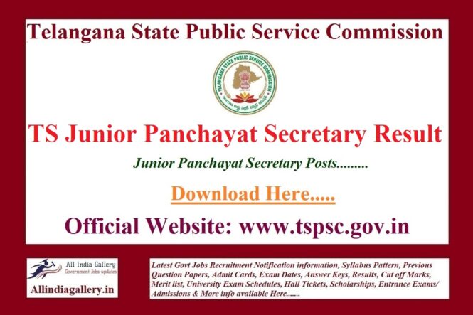 TS Junior Panchayat Secretary Result