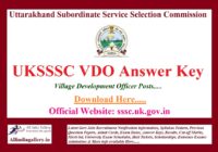 UKSSSC VDO Answer Key