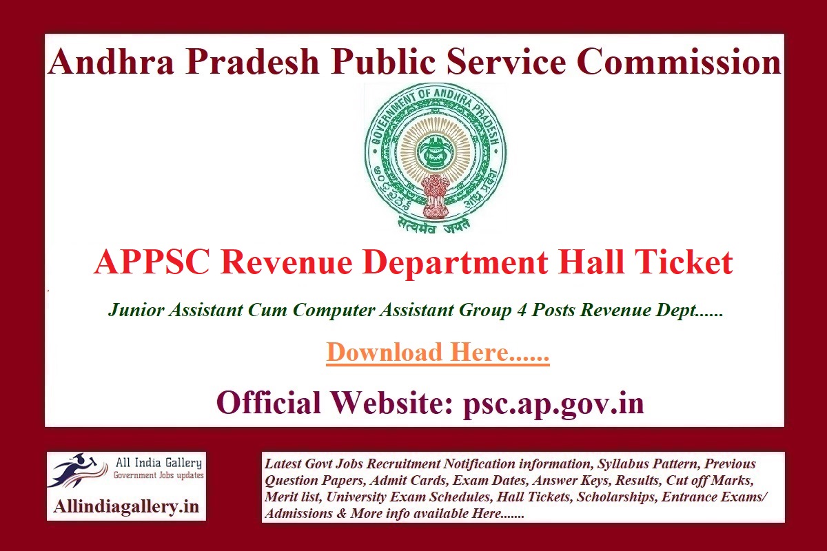 APPSC Revenue Department Hall Ticket