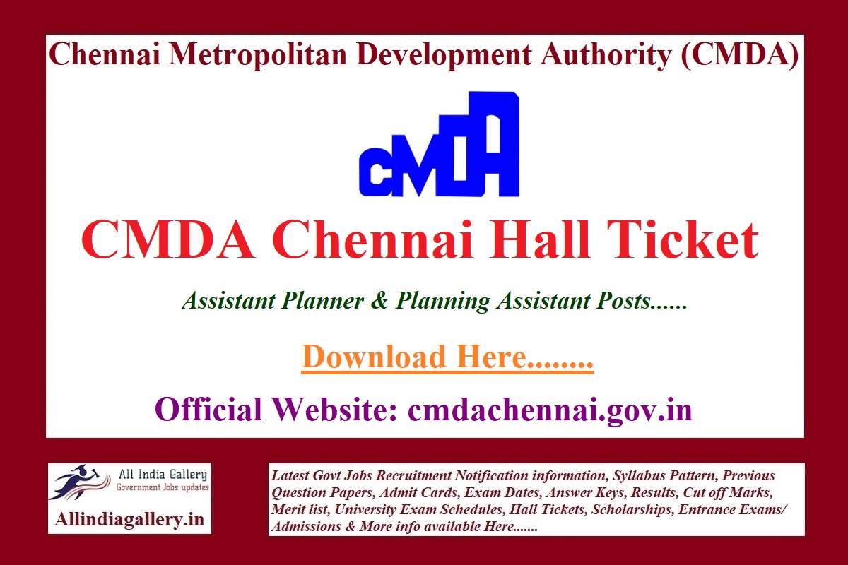 CMDA Chennai Assistant Planner & Planning Assistant Hall Ticket