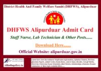 DHFWS Alipurduar Admit Card