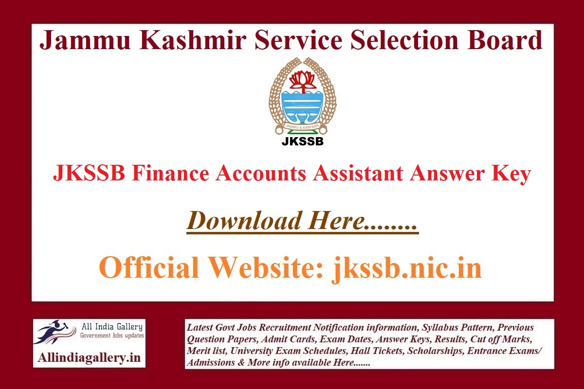 JKSSB Finance Accounts Assistant Answer Key
