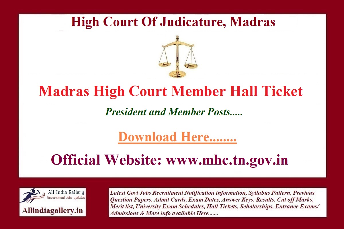 Madras High Court Member Hall Ticket