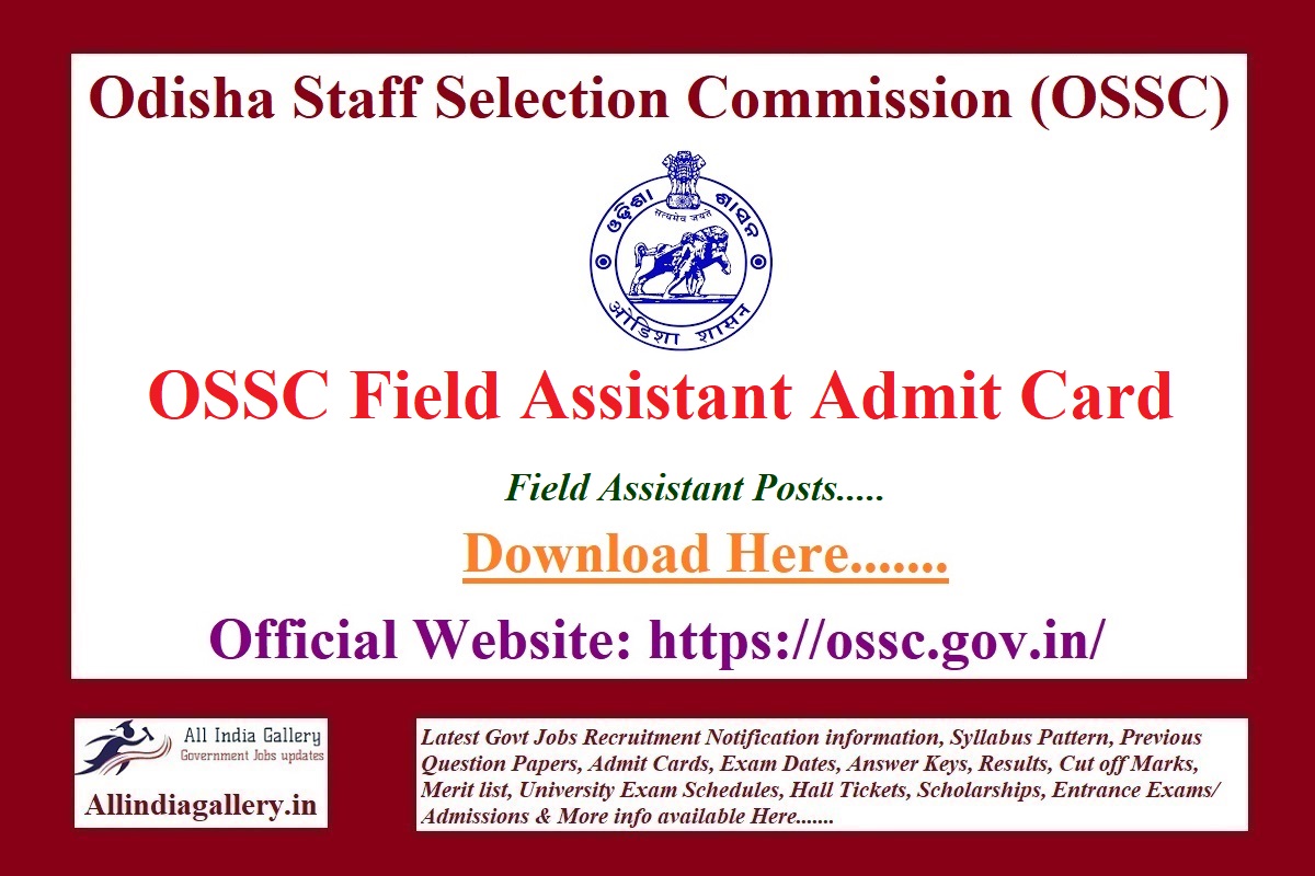 OSSC Field Assistant Admit Card