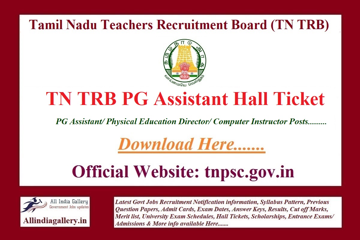 TN TRB PG Assistant Hall Ticket