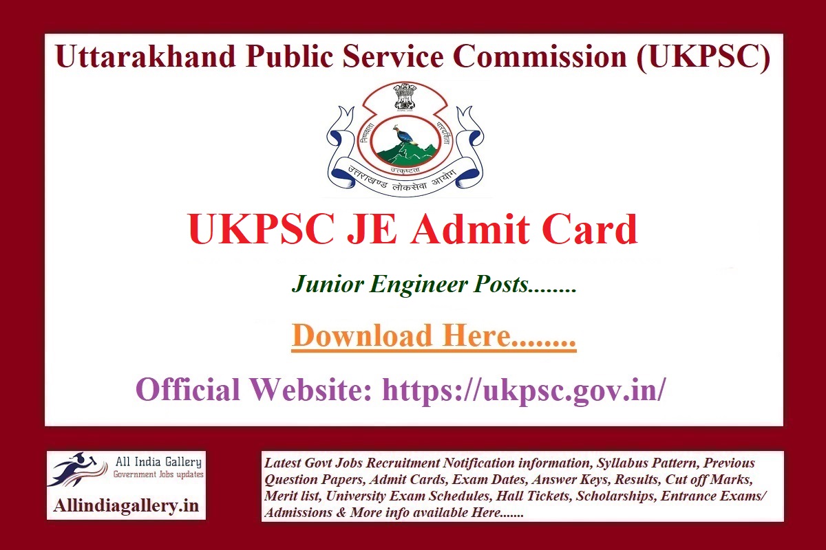 UKPSC JE Admit Card