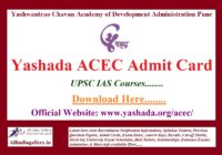 Yashada ACEC Admit Card
