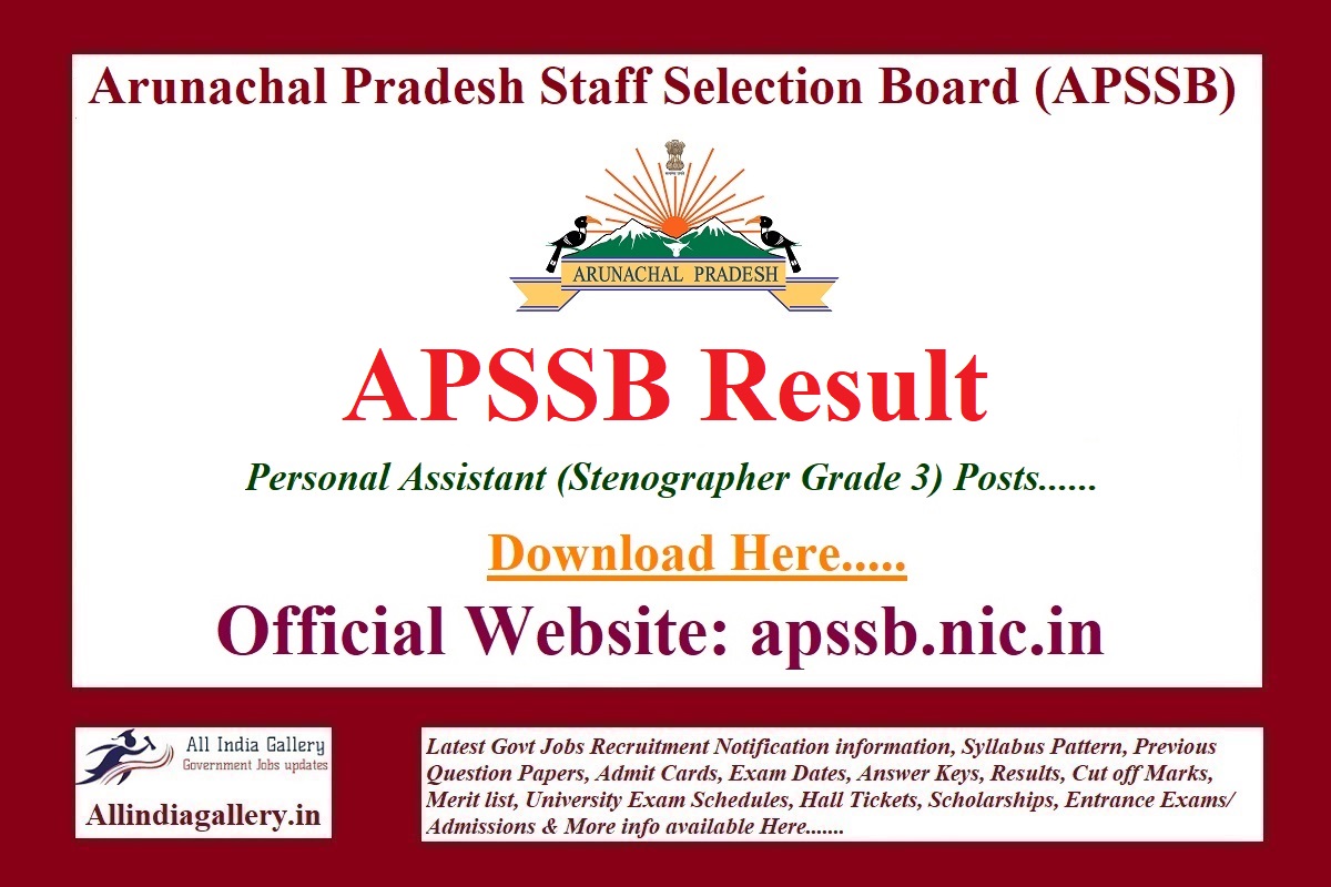 APSSB Personal Assistant Result