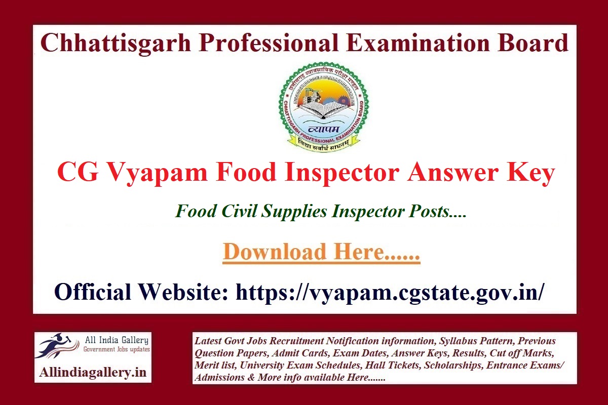 CG Vyapam Food Inspector Answer Key