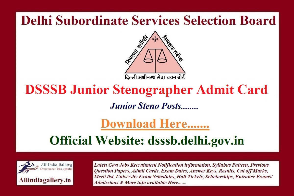 DSSSB Junior Stenographer Admit Card
