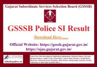 GSSSB Police Sub Inspector Result