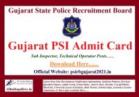 Gujarat PSI Admit Card