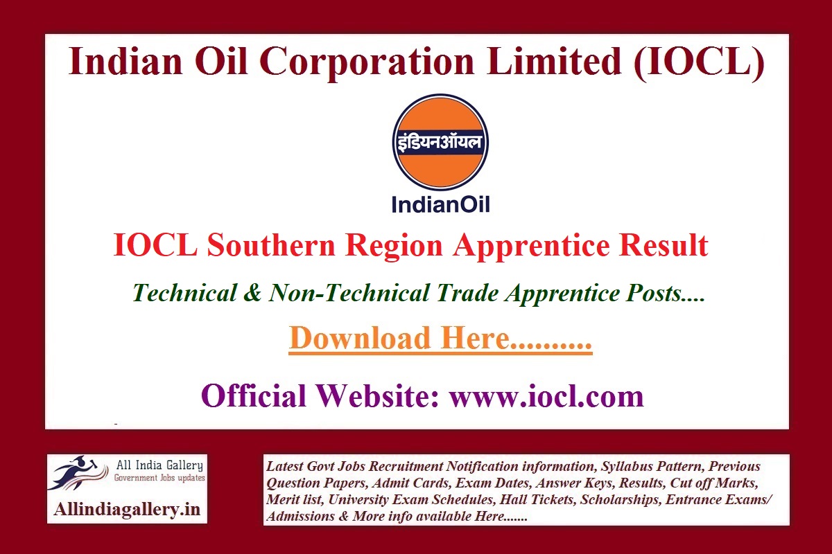 IOCL Southern Region Apprentice Result
