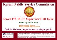 Kerala PSC ICDS Supervisor Hall Ticket