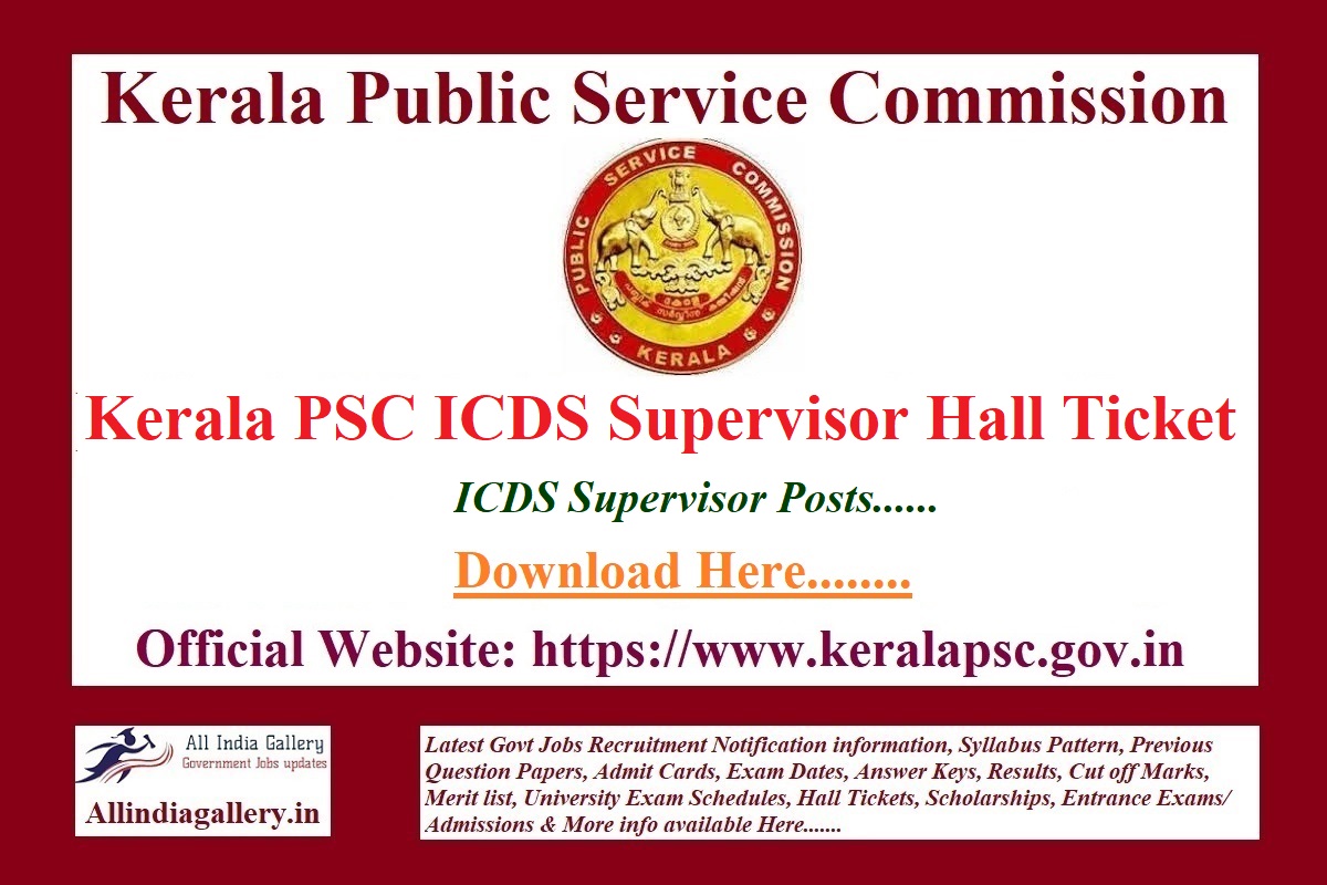 Kerala PSC ICDS Supervisor Hall Ticket