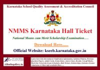 NMMS Karnataka Hall Ticket