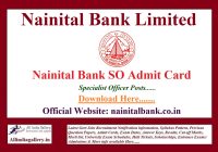 Nainital Bank SO Admit Card