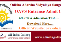 OAVS Entrance Admit Card