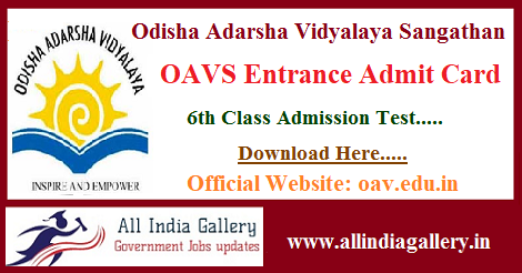 OAVS Entrance Admit Card