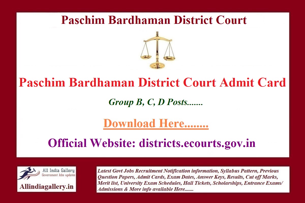 Paschim Bardhaman District Court Admit Card