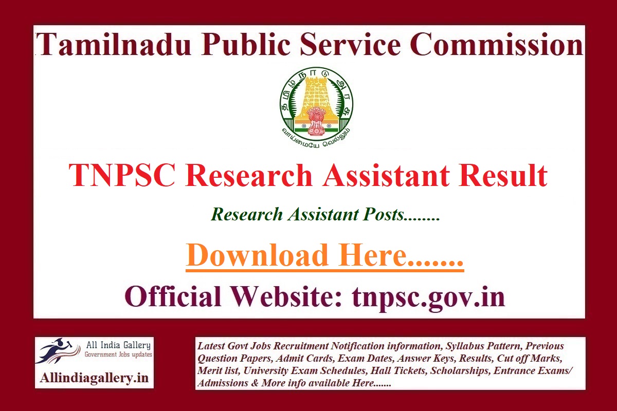 TNPSC Research Assistant Result