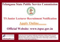 TS Junior Lecturer Recruitment Notification
