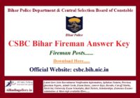 CSBC Bihar Police Fireman Answer Key