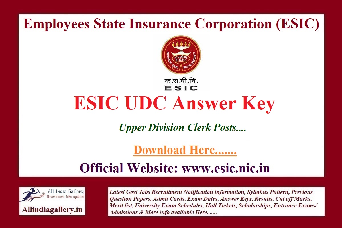 ESIC UDC Answer Key