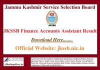 JKSSB Finance Accounts Assistant Result